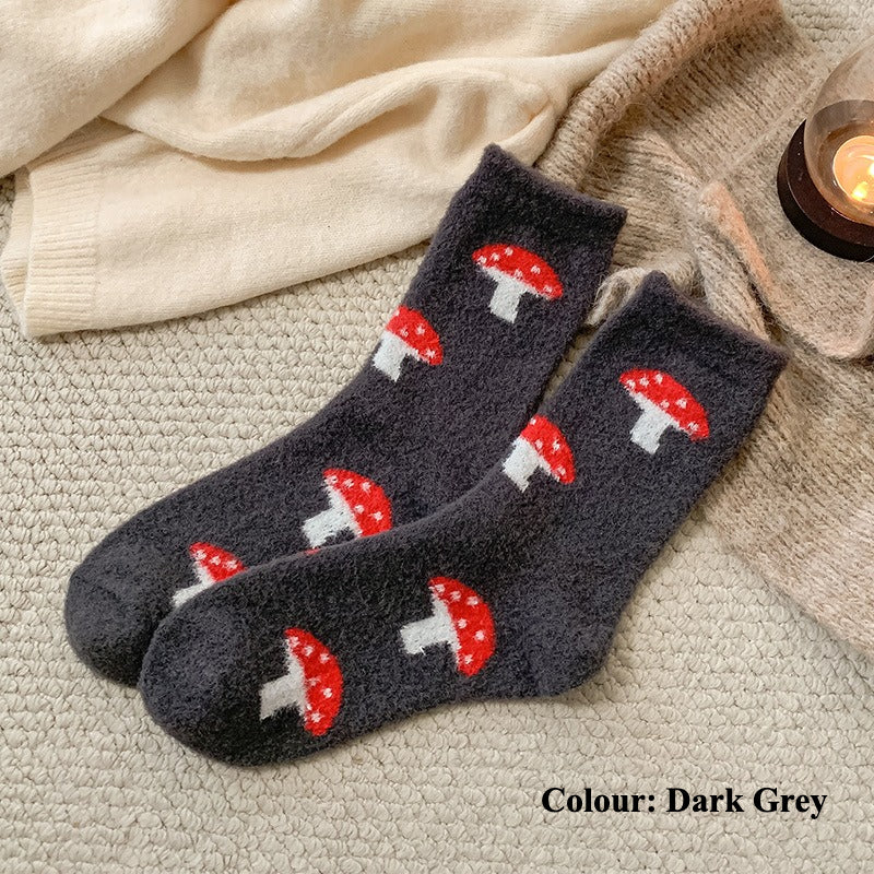 Gohobi Cozy Fleece-Lined Mushroom Socks