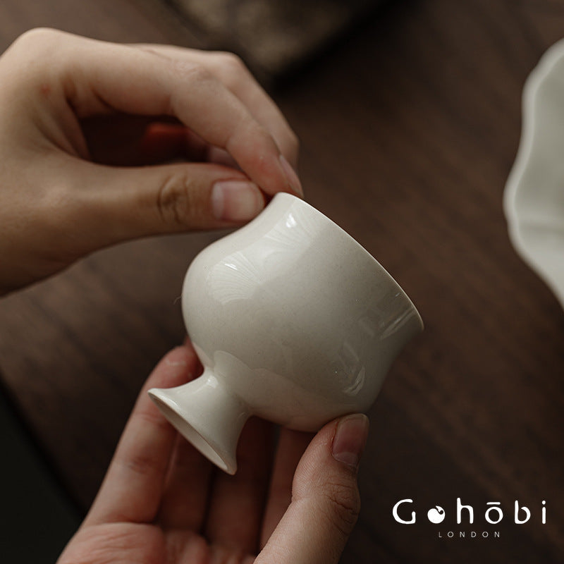 Gohobi Wood Ash Glaze High Foot Teacup – Song Style Bergamot Gongfu Master Cup