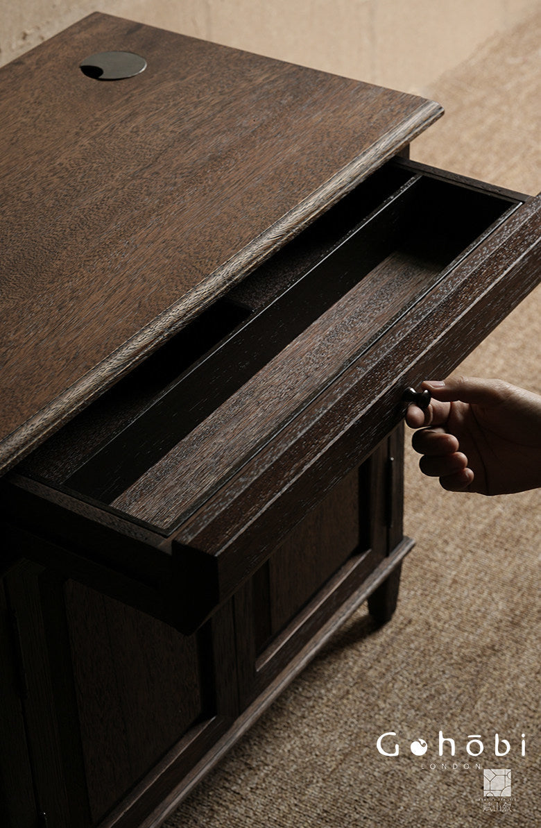 [賦山敘 x Gohobi] Gohobi Shanghai Style Teak Tea Cabinet – Solid Wood Retro Tea Table Side Cabinet