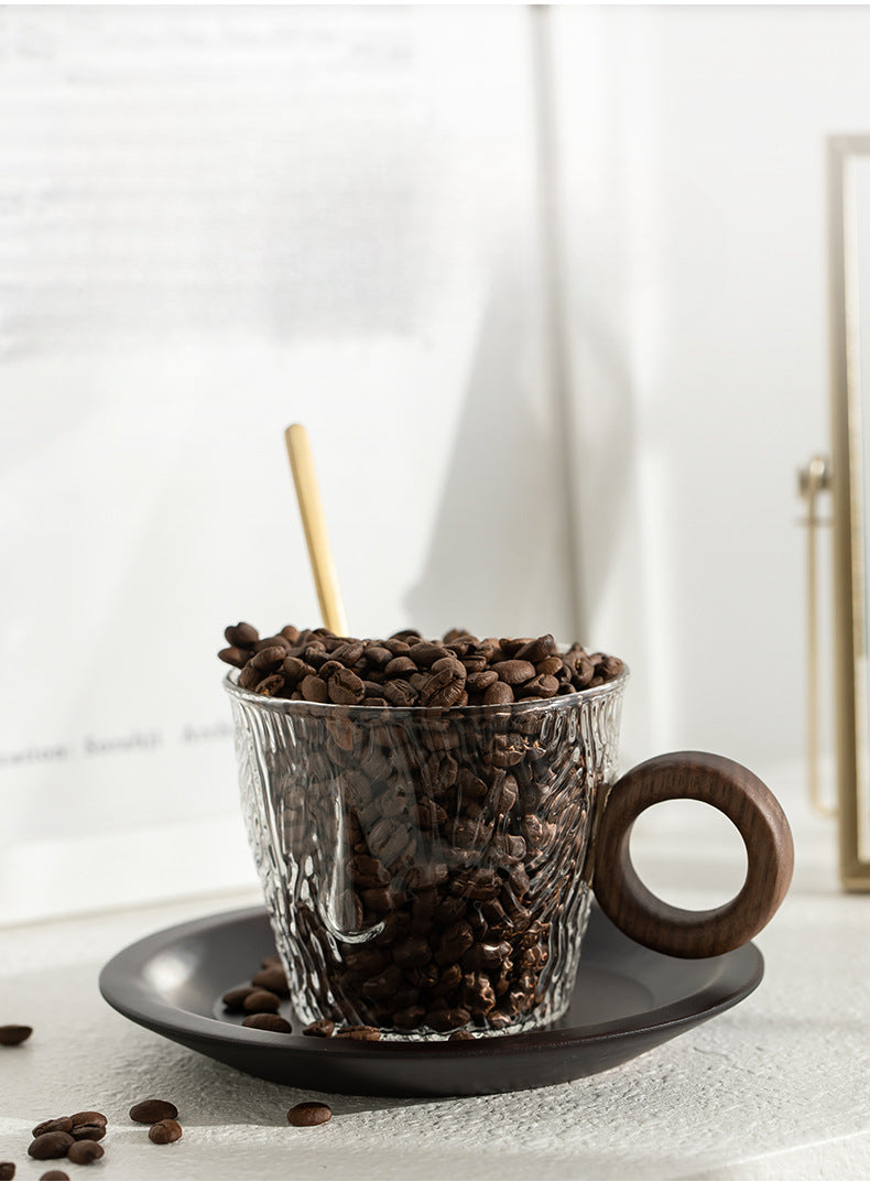 Gohobi Japanese Glass Coffee Cup with Saucer 006