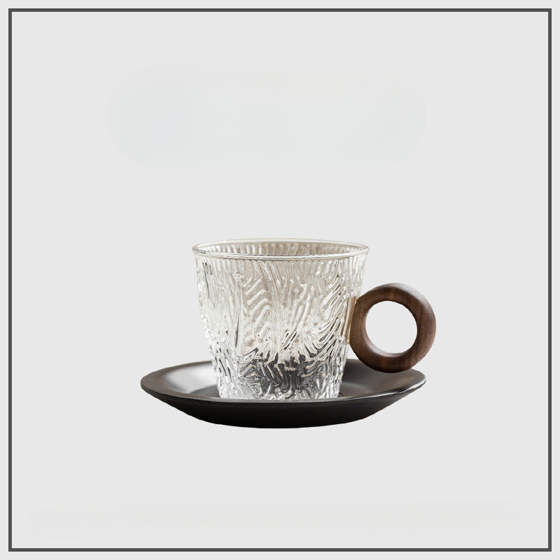 Gohobi Japanese Glass Coffee Cup with Saucer 006