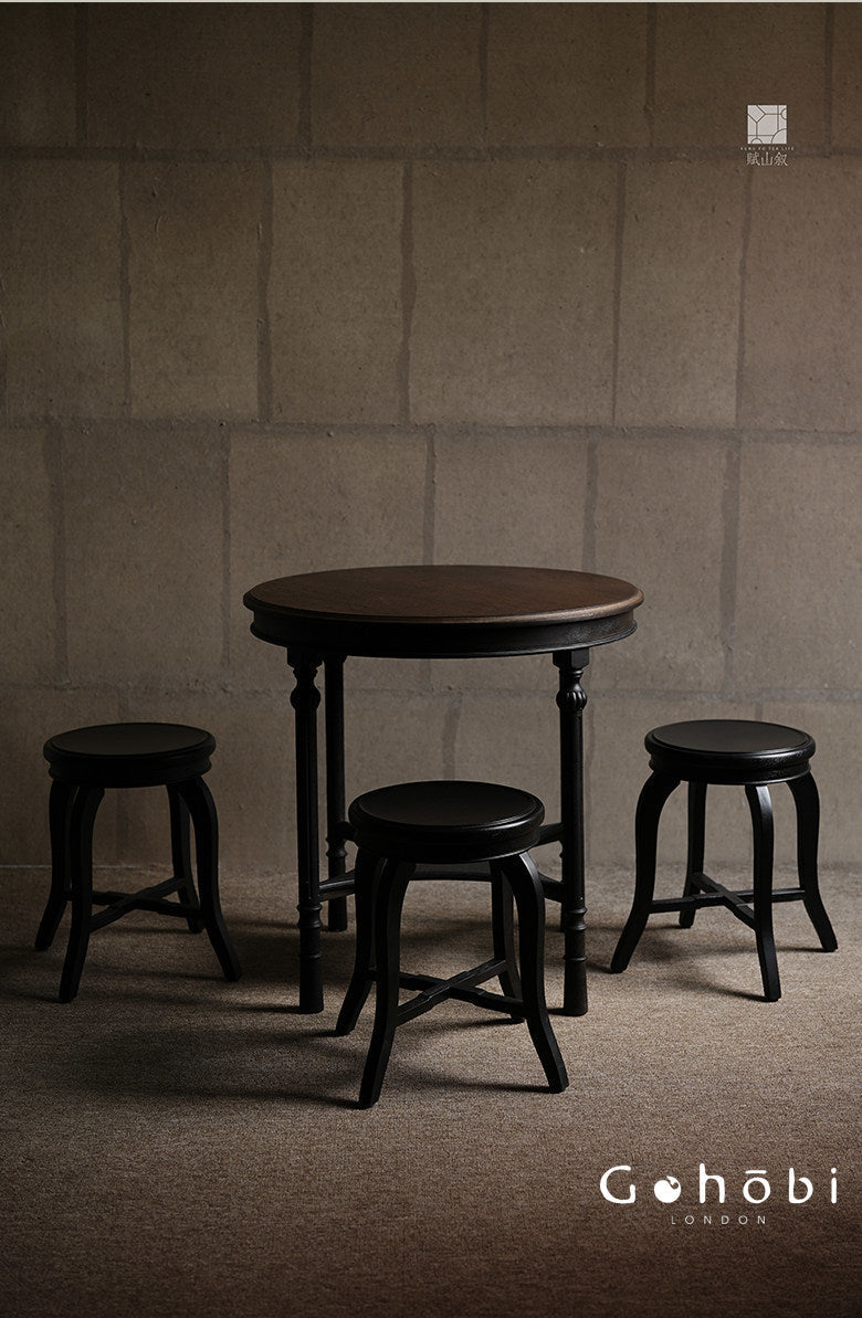 [賦山敘 x Gohobi] Gohobi Wabi-Sabi Teak Wood Tea Table – Round Solid Wood Tea Table