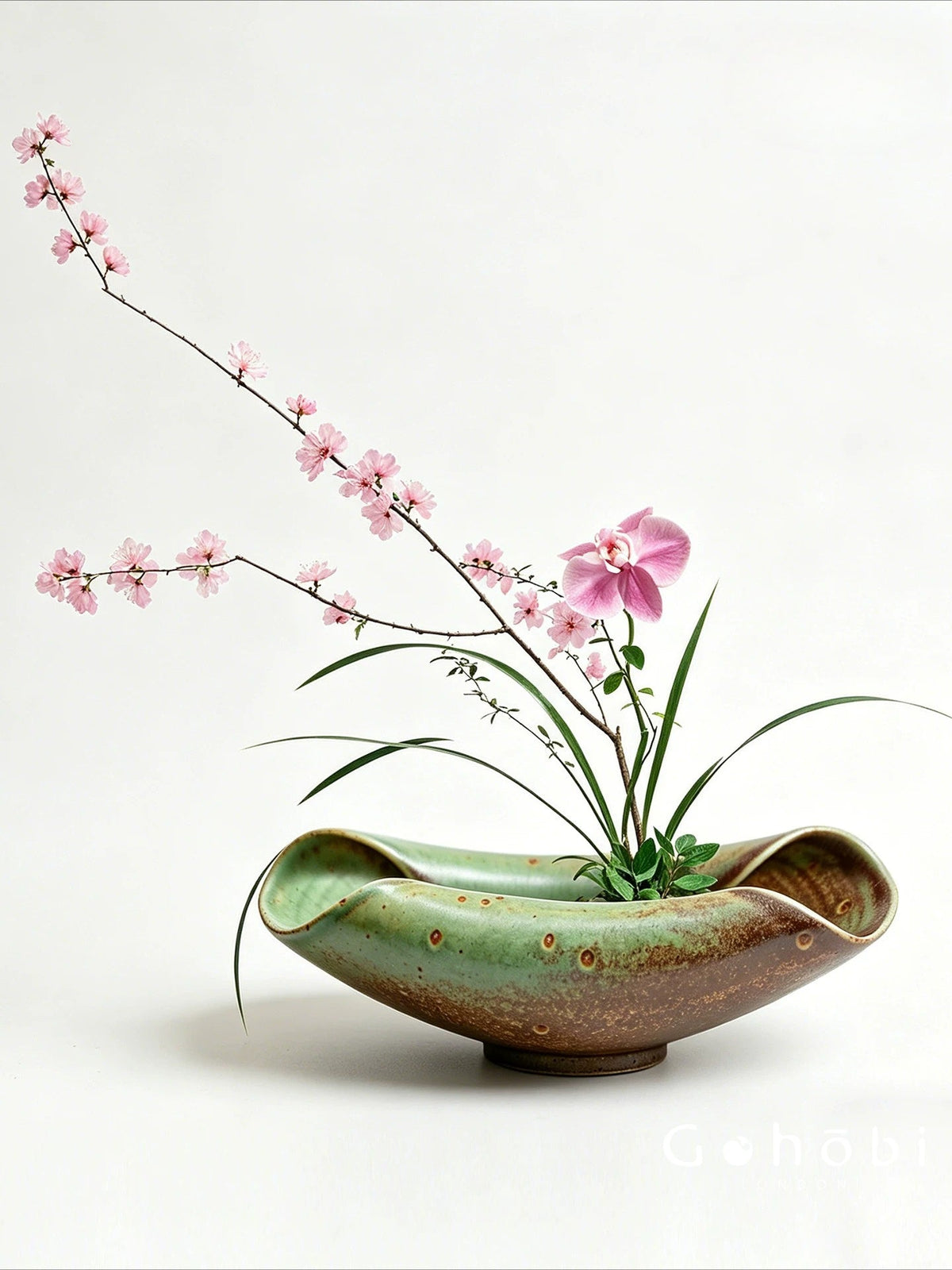 Gohobi Japanese Ikebana Ceramic Vase – Jingdezhen Medieval Style Large Flower Arrangement Vessel