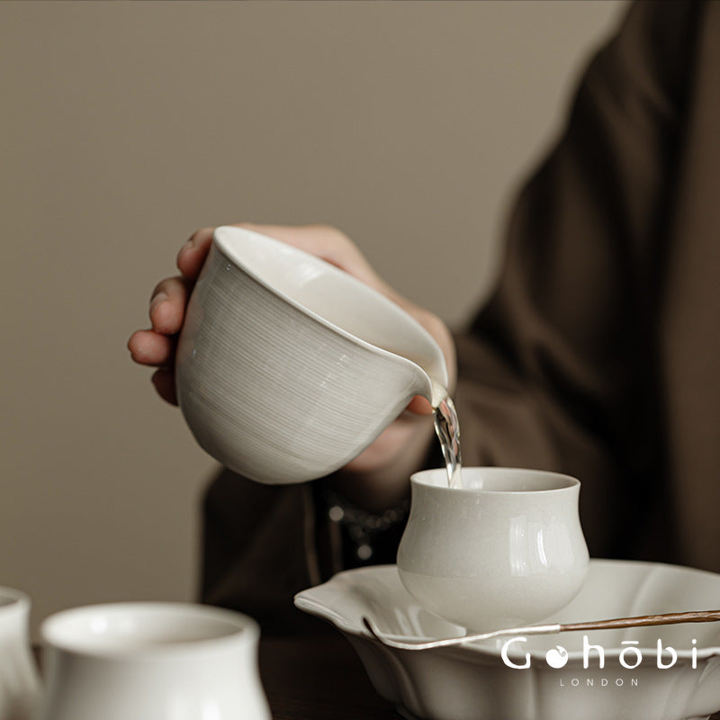 Gohobi Glass Fair Cup with Wood Ash Ceramic Base – Gongfu Tea Pitcher Tea Sea