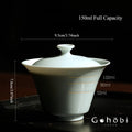 [賦山敘 x Gohobi] Gohobi Pure White Porcelain Gaiwan – Horseshoe Shape Thin Porcelain Gongfu Tea Bowl