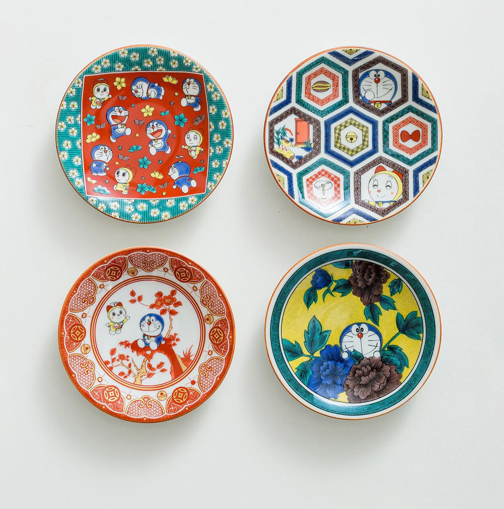 Gohobi Japanese Doraemon Tea Cup and Ceramic Plate Set [Made In Japan]
