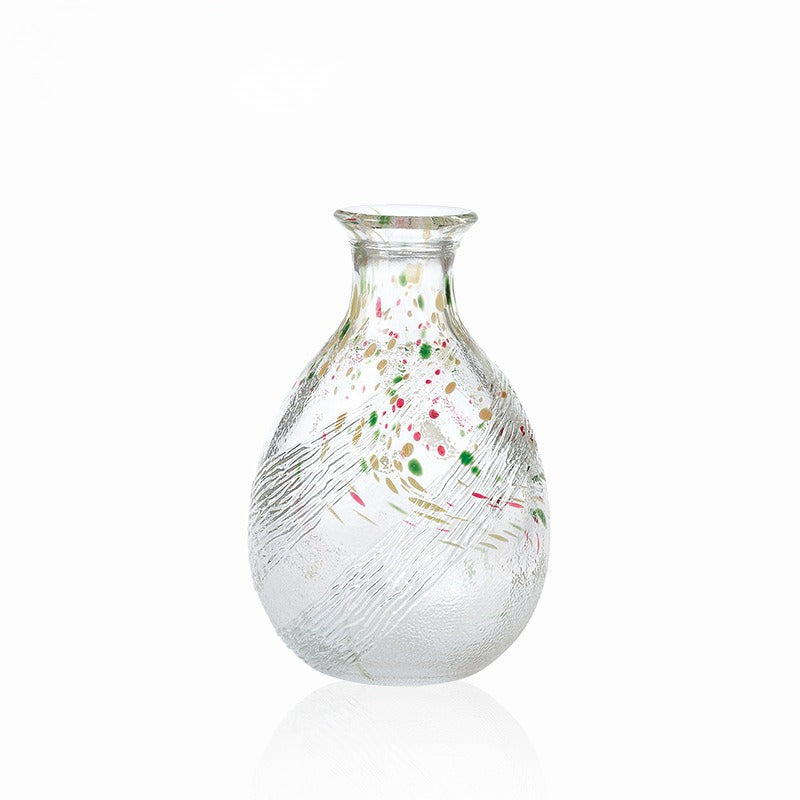 Gohobi Toyo Sasaki Japanese Hammered Glass Sake Jug Set – Stained Glass Wine Set Gift | Made in Japan