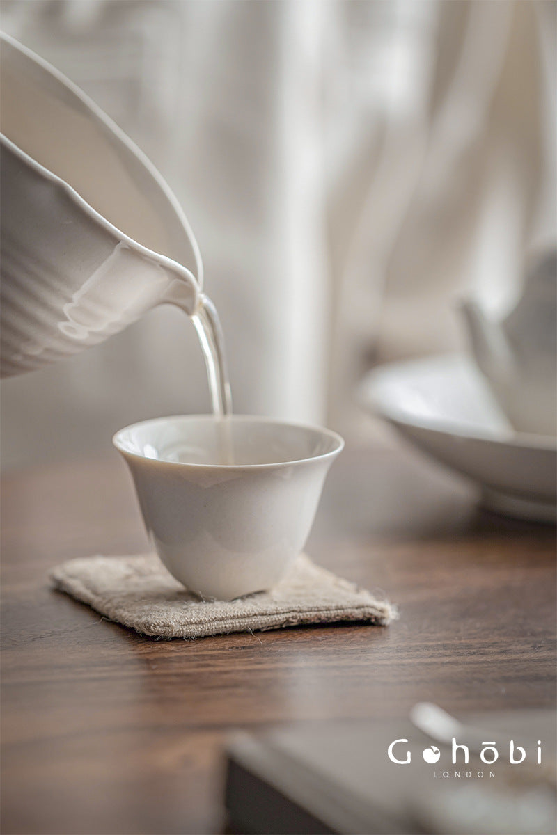 Gohobi Wood Ash Glaze Three-Legged Teacup – Handmade Song Style Gongfu Master Cup