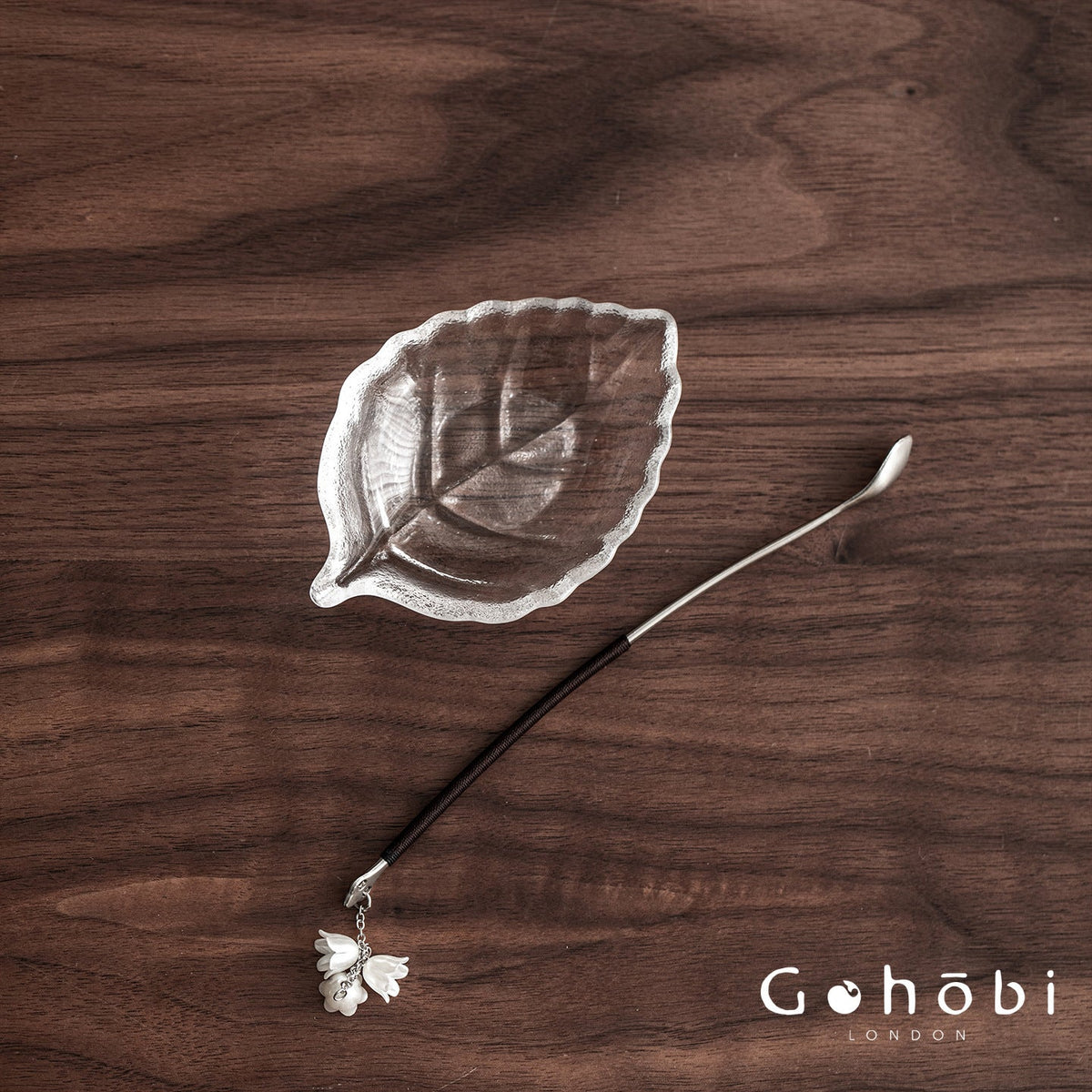 Gohobi Crystal Glass Leaf Tea Holder – Zen Leaf Tea Lotus Presentation Dish