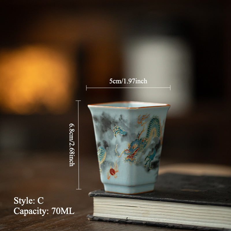 Gohobi Blessing Bell Celadon Dragon Teacup