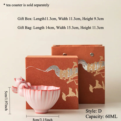 Gohobi Flying Pig Ceramic Teacup (tea coaster is sold separately)