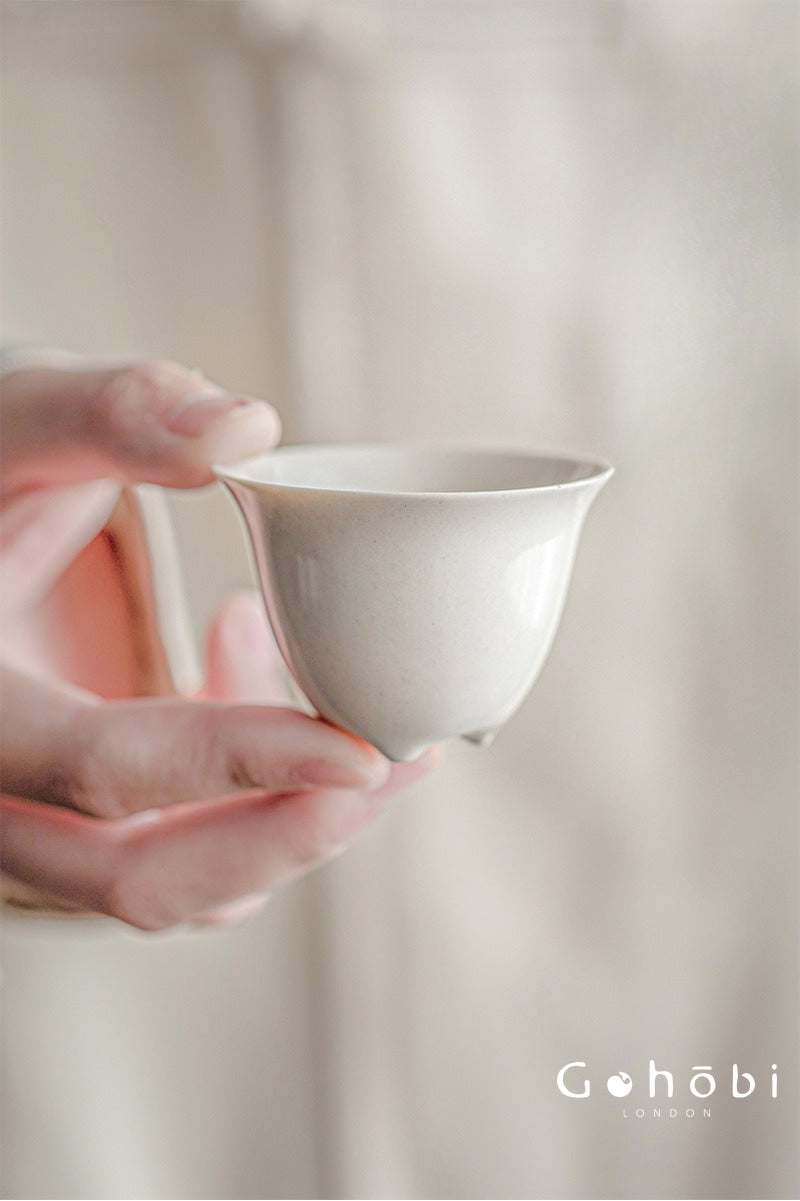 Gohobi Wood Ash Glaze Three-Legged Teacup – Handmade Song Style Gongfu Master Cup