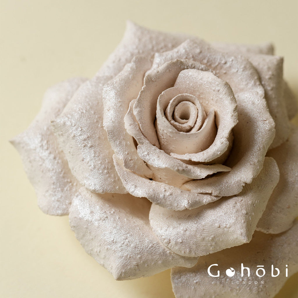 Gohobi Handmade Floral Incense Holder 002 - Black Peony and White Rose
