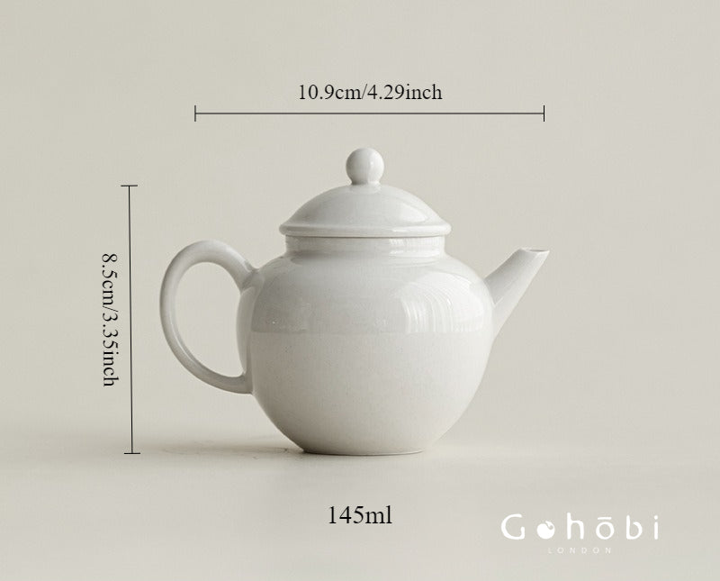 Gohobi Wood Ash Glaze Ceramic Teapot – Handmade Vessel Shape Gongfu Tea Pot with Ball Filter