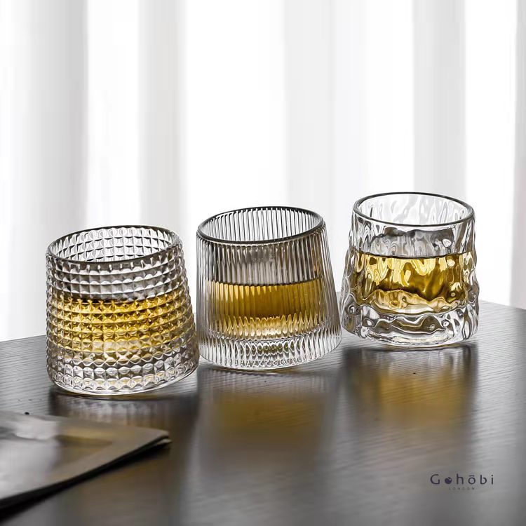 Gohobi Handmade Rotating Glass Tumbler –  Glass for Bar & Home