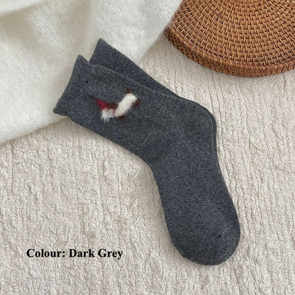 Gohobi Fleece-Lined Puppy Print Winter Socks