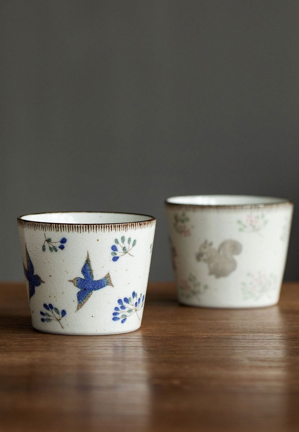 Gohobi Japanese Mino-Fired Squirrel Swallow Ceramic Cups and mugs [Made In Japan]