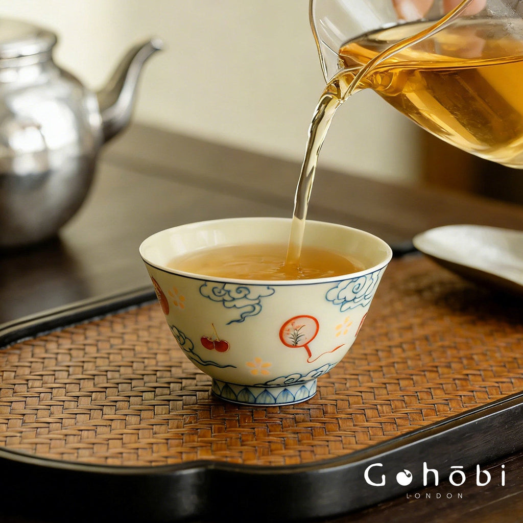 Gohobi Hand-Painted Linglong Porcelain Teacup – Jingdezhen Gongfu Tea Tasting Cup