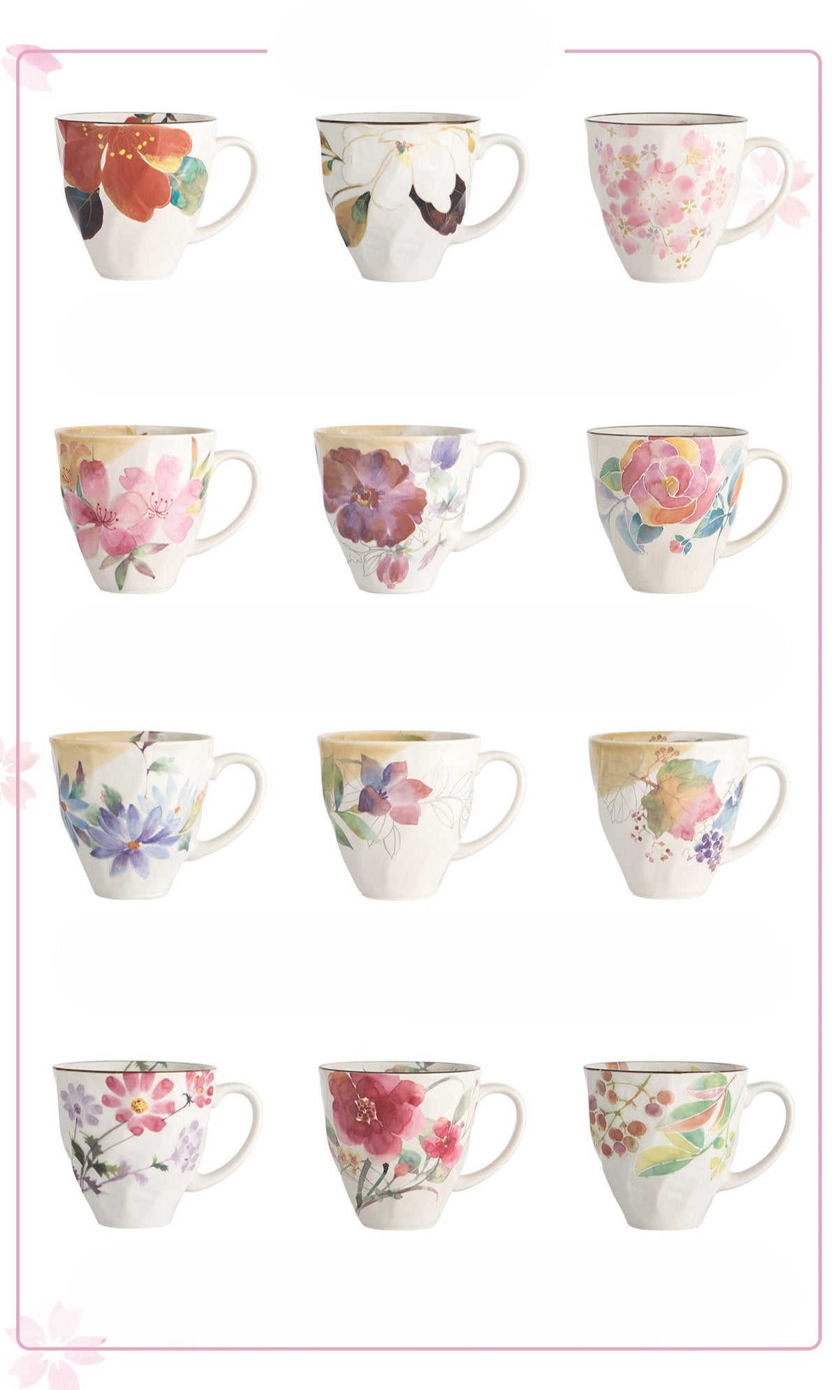 Gohobi Japanese Flowers Mug Coffee Cup [Made In Japan]
