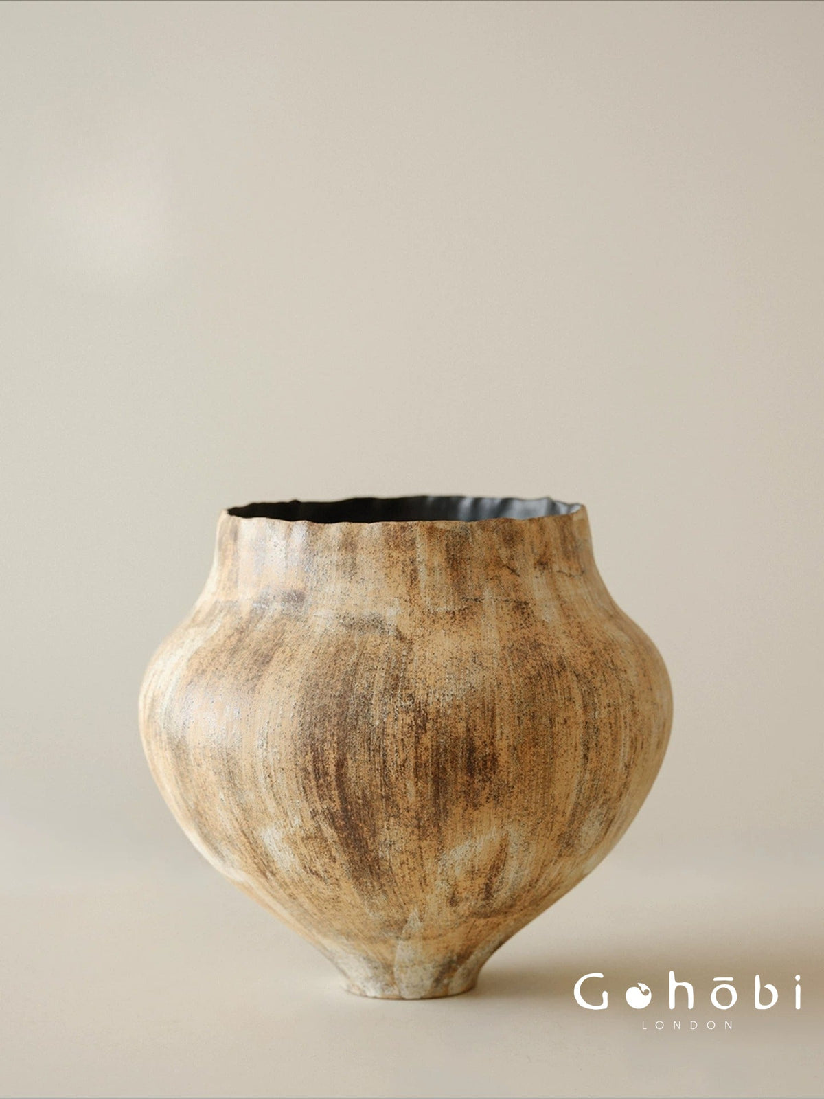 Gohobi Wabi-Sabi Japanese Style Ceramic Vase – Handmade Sand Texture Decorative Vase