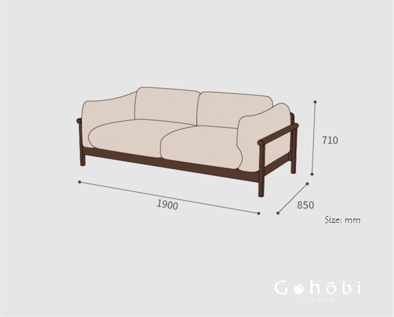 Gohobi Nordic Solid Wood Fabric Sofa – Handmade Double Sofa for Living Room or Small Apartment | FSC Certified Furniture