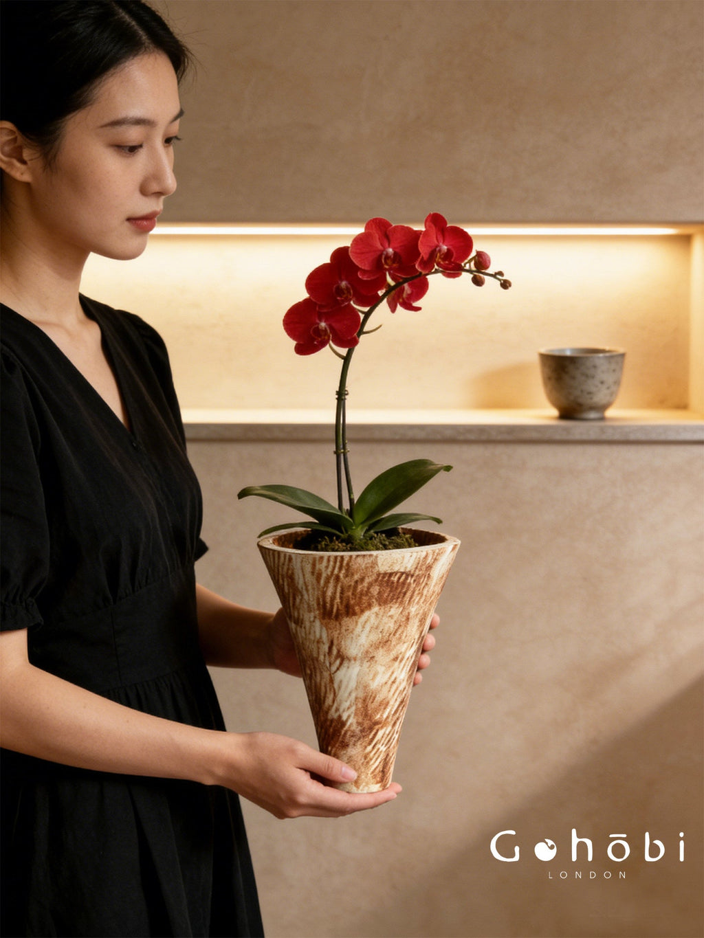 Gohobi Japanese Ikebana Ceramic Flower Pot – Jingdezhen Wabi-Sabi Desktop Planter