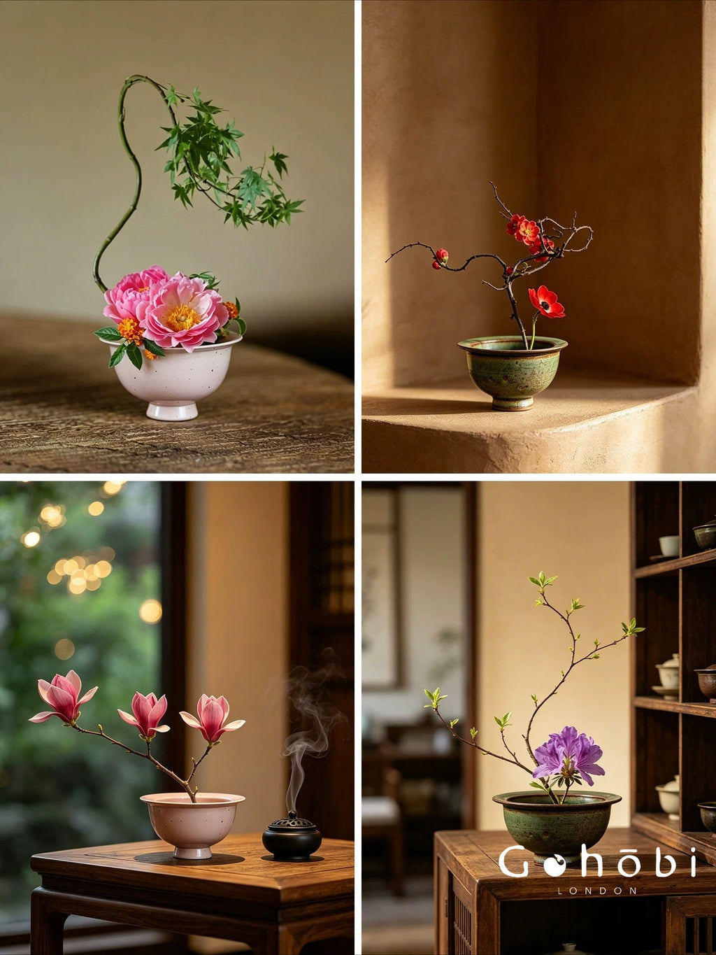 Gohobi Japanese Ikebana Mini Ceramic Vase – Jingdezhen Wabi-Sabi Hydroponic Plant Vessel