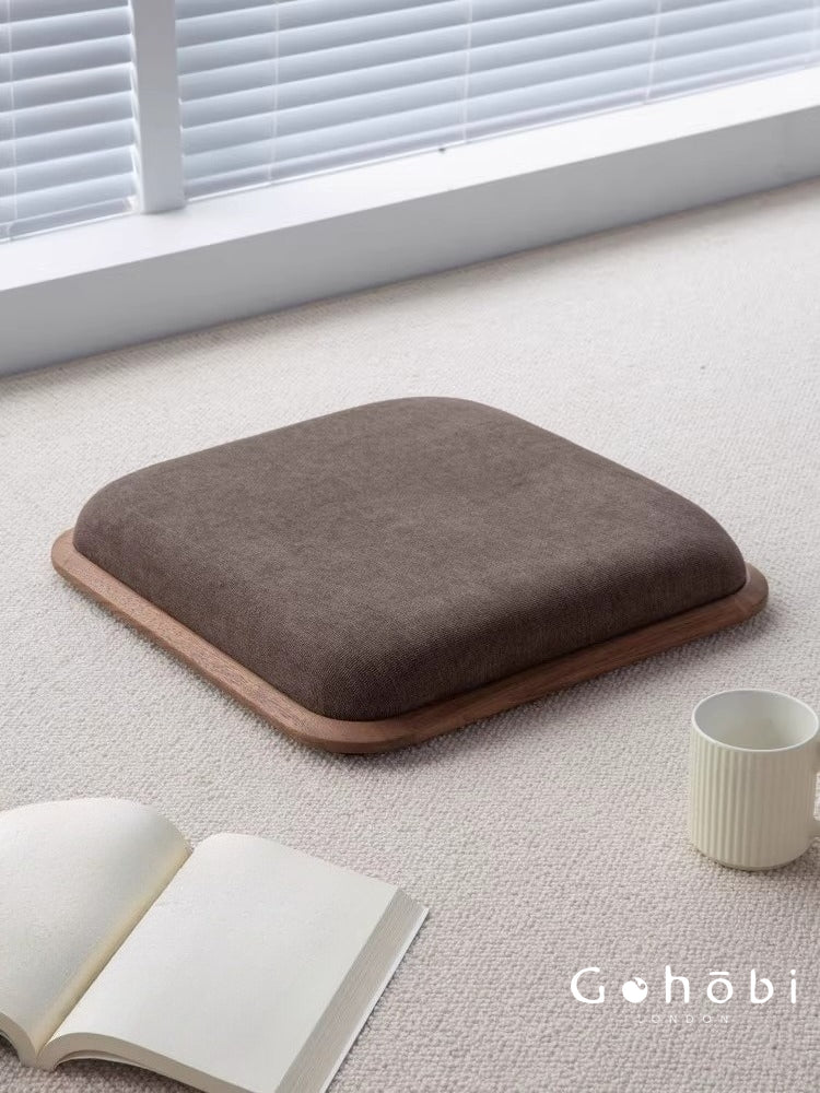 Gohobi Black Walnut Tatami Seat Cushion – Solid Wood Futon Meditation Seat for Tea Room, Bay Window or Floor Seating