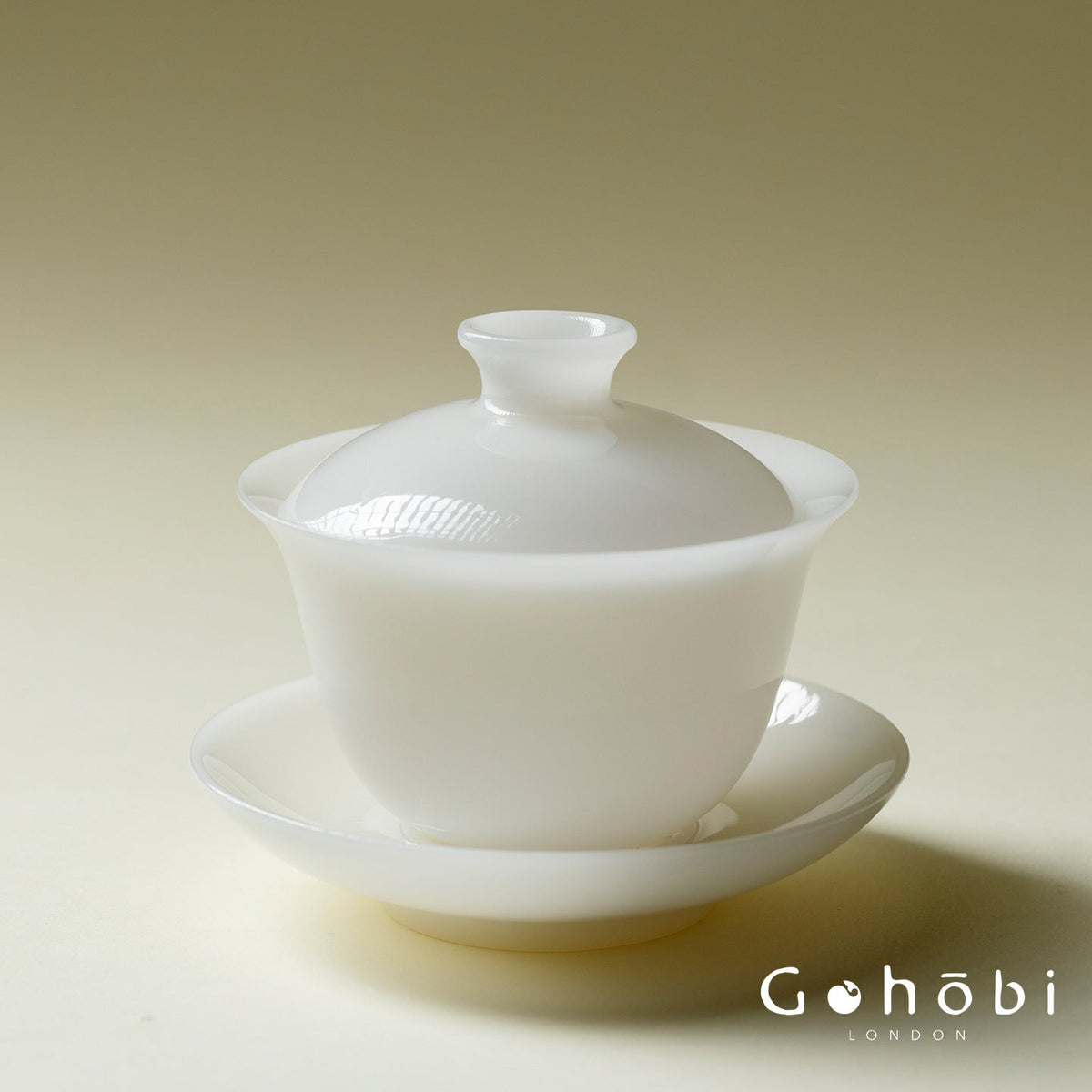 Gohobi Ice Jade Porcelain Gaiwan – Three-Piece Chinese White Porcelain Tea Bowl