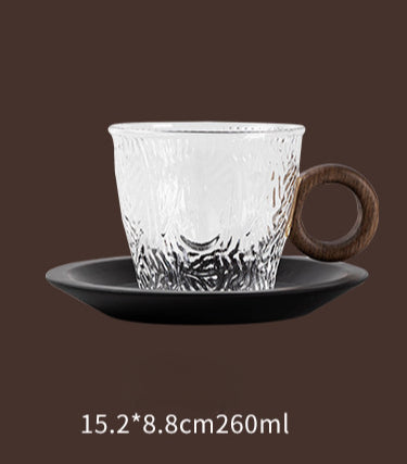 Gohobi Japanese Glass Coffee Cup with Saucer 006