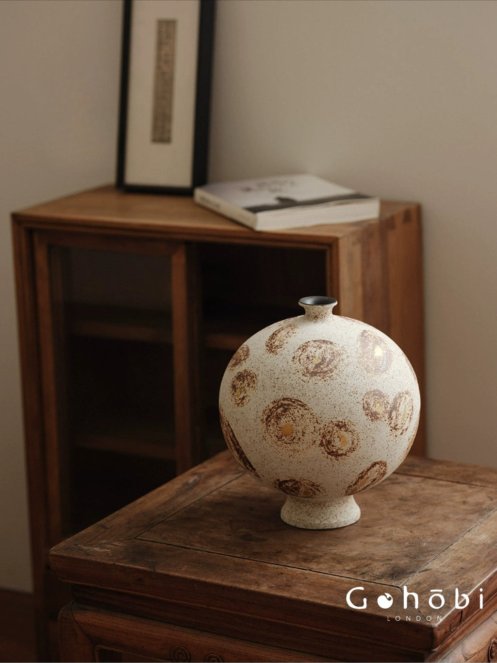 Gohobi Wabi-Sabi Sand Texture Large Vase – Handmade Jingdezhen Ceramic Flower Vessel