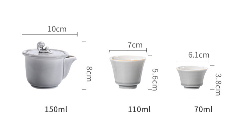 Gohobi Japanese Style Ice Grey Gaiwan Tea Set 003