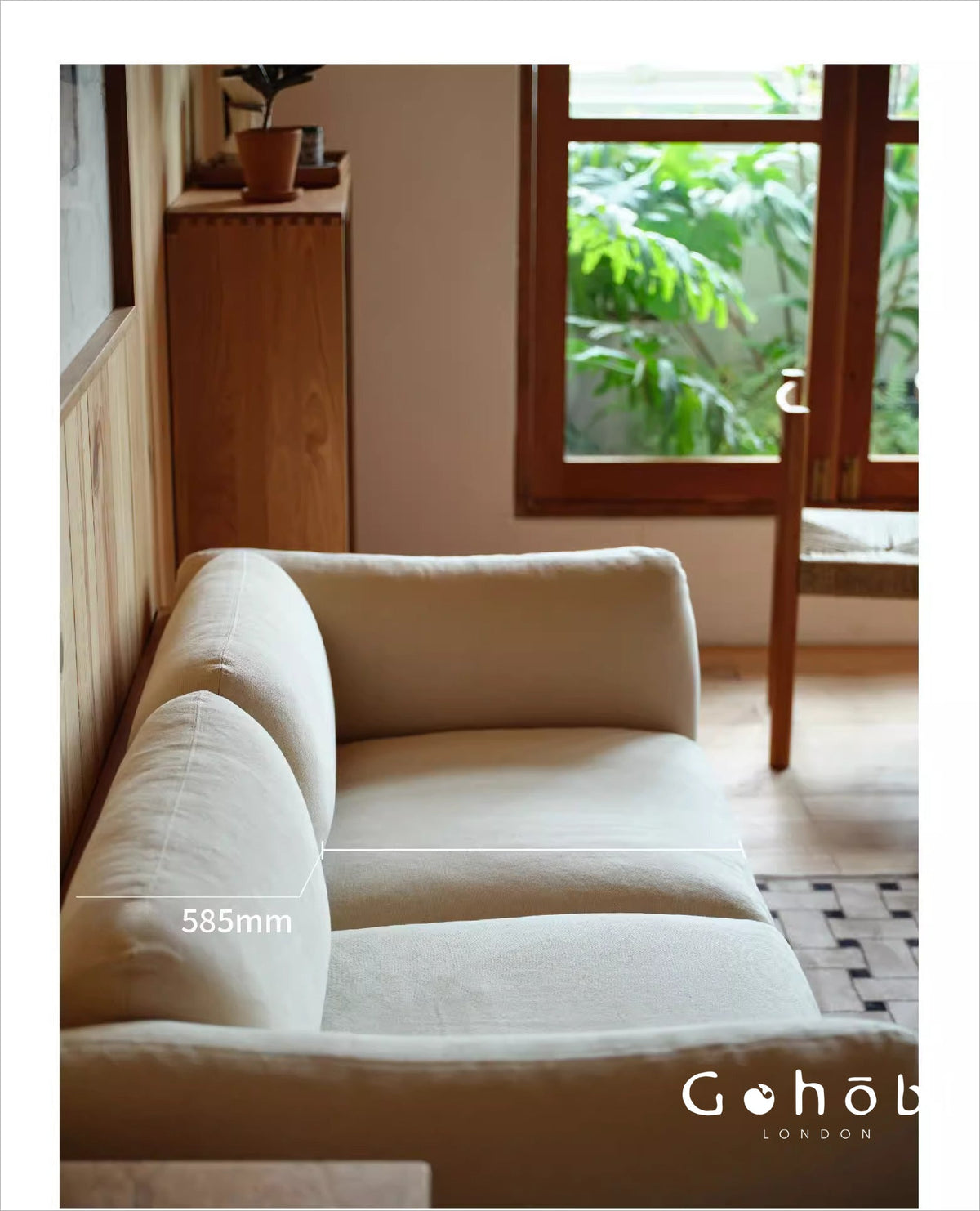Gohobi Nordic Solid Wood Fabric Sofa – Handmade Double Sofa for Living Room or Small Apartment | FSC Certified Furniture