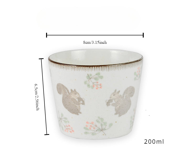 Gohobi Japanese Mino-Fired Squirrel Swallow Ceramic Cups and mugs [Made In Japan]