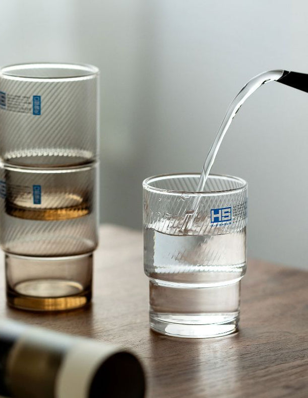 Gohobi Japanese Stackable Diagonal Glass Water Cup [Made In Japan]