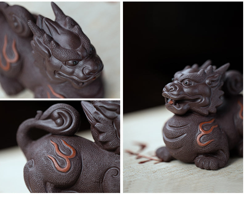 Gohobi Handmade Ceramic YiXing Clay Qilin Ornament Tea pet
