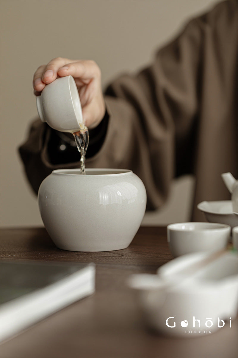 Gohobi Plant Ash Ceramic Wastewater Bowl – Dry Brew Tea Water Storage Tank
