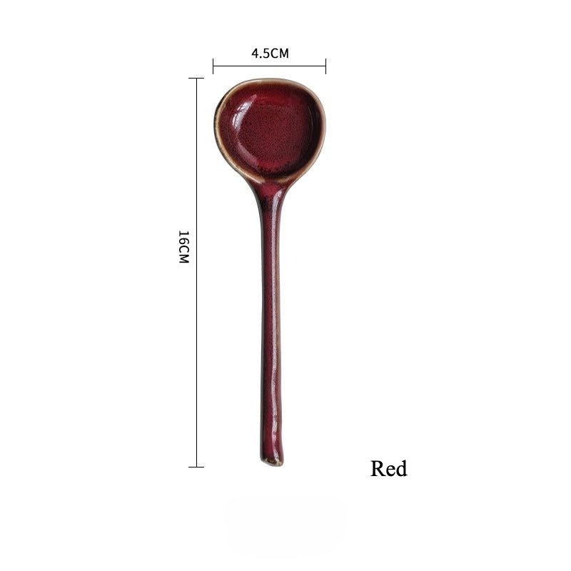 Gohobi Japanese Vintage Ceramic Long-Handle Spoon