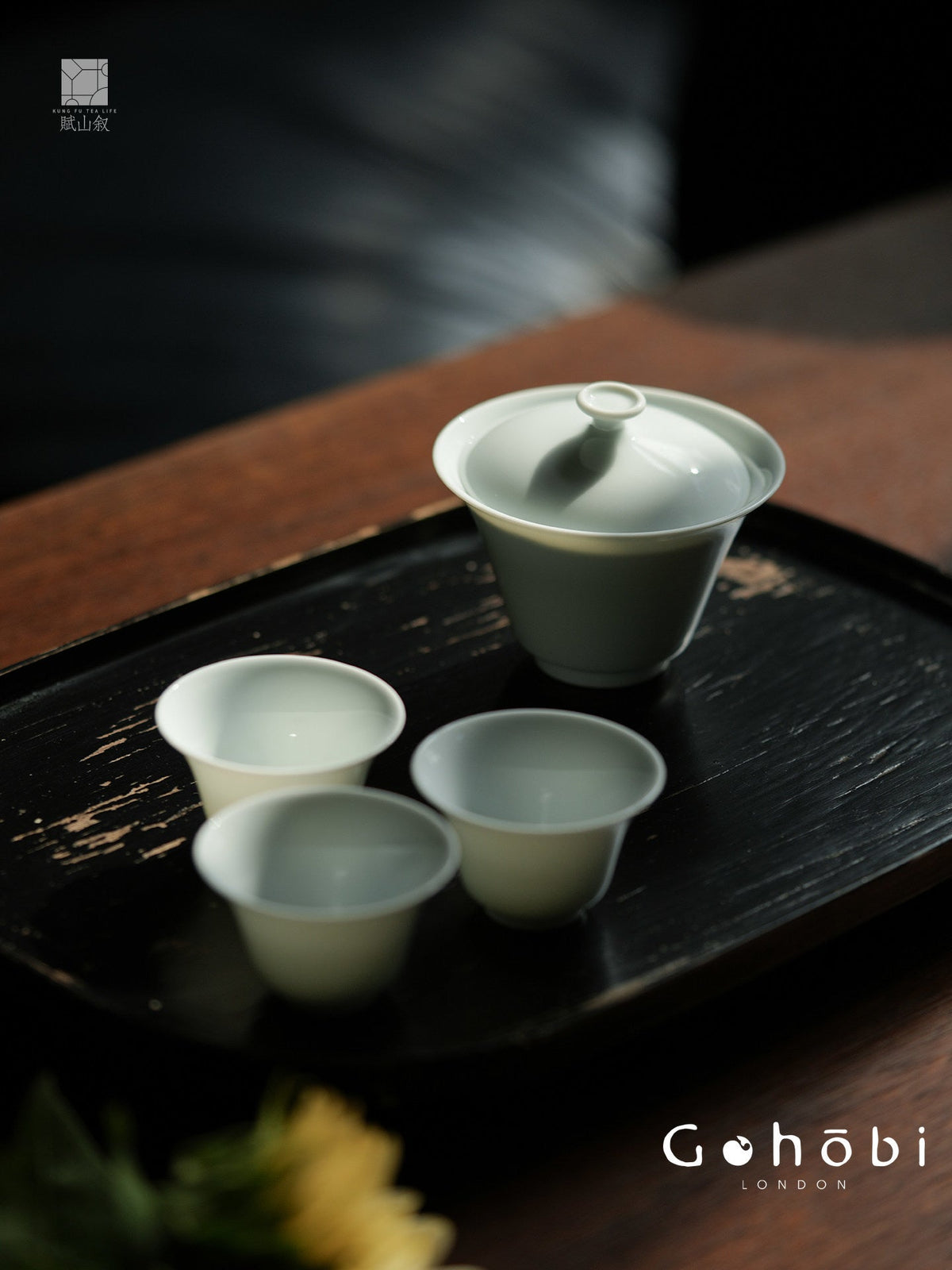 [賦山敘 x Gohobi] Gohobi Pure White Porcelain Gaiwan – Horseshoe Shape Thin Porcelain Gongfu Tea Bowl