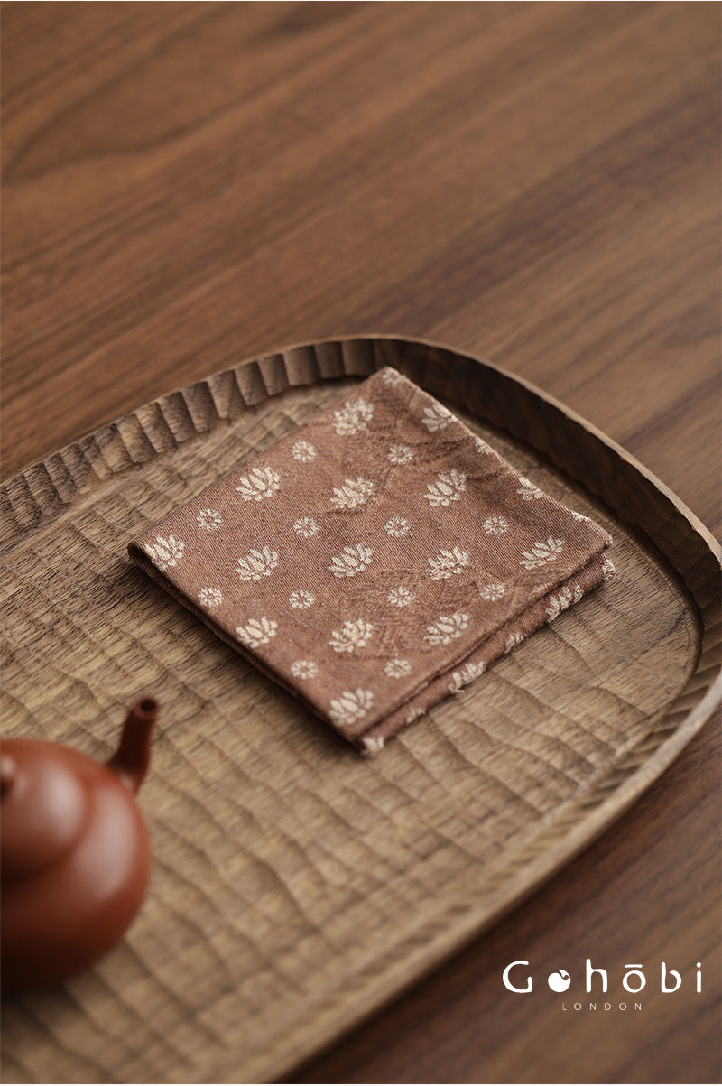 Gohobi Retro Lotus Tea Towel – Thick Absorbent Zen Tea Cloth for Tea Table