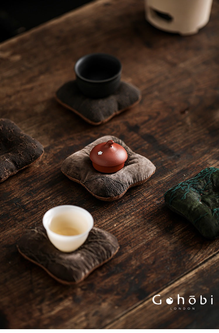 Gohobi Fragrant Cloud Silk Tea Coaster – Handmade Fabric Tea Mat for Gongfu Tea Set