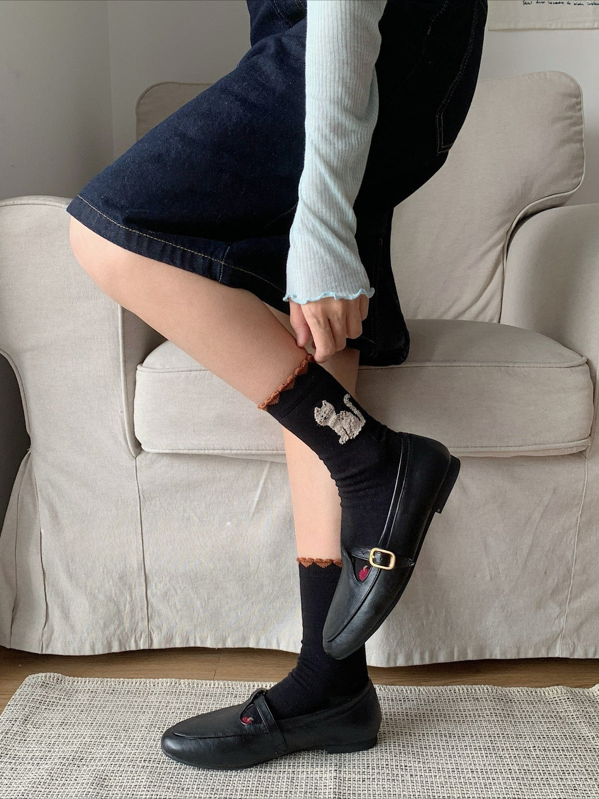 Gohobi Animal Jacquard Mid-Calf Socks