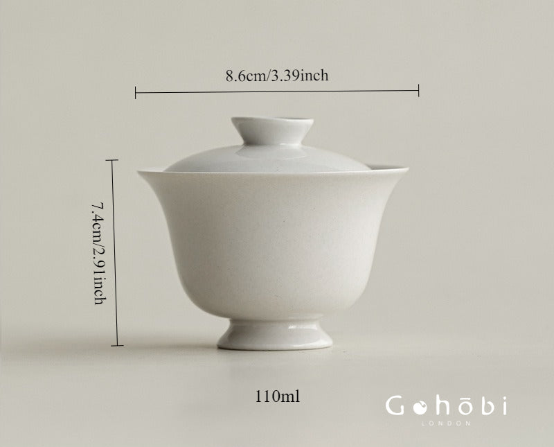 Gohobi Plant Ash Glaze High Foot Gaiwan – Song Style Handmade Literati Tea Bowl