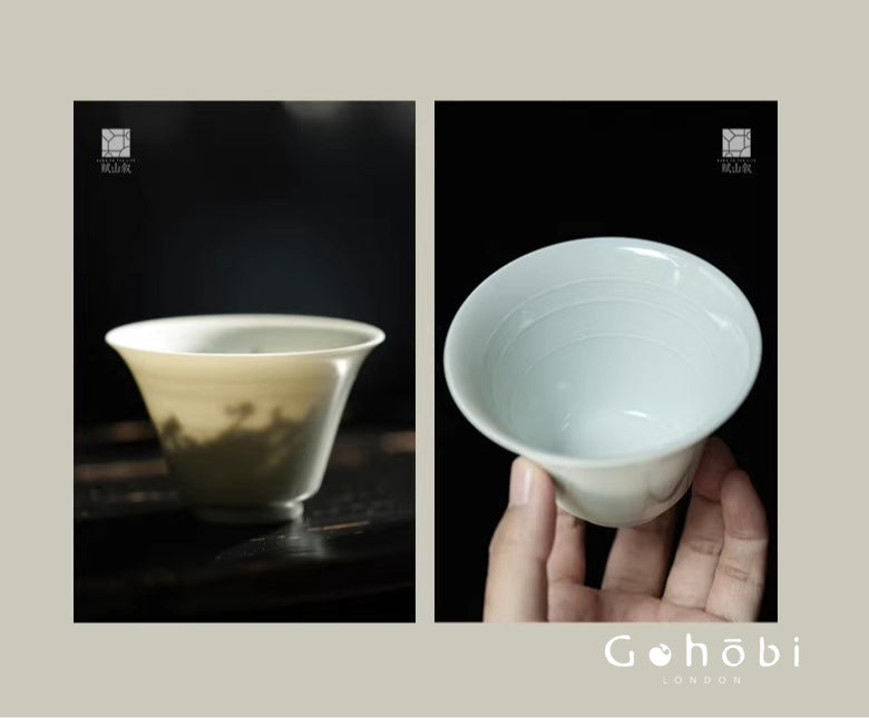 [賦山敘 x Gohobi] Gohobi Pure White Porcelain Gaiwan – Horseshoe Shape Thin Porcelain Gongfu Tea Bowl