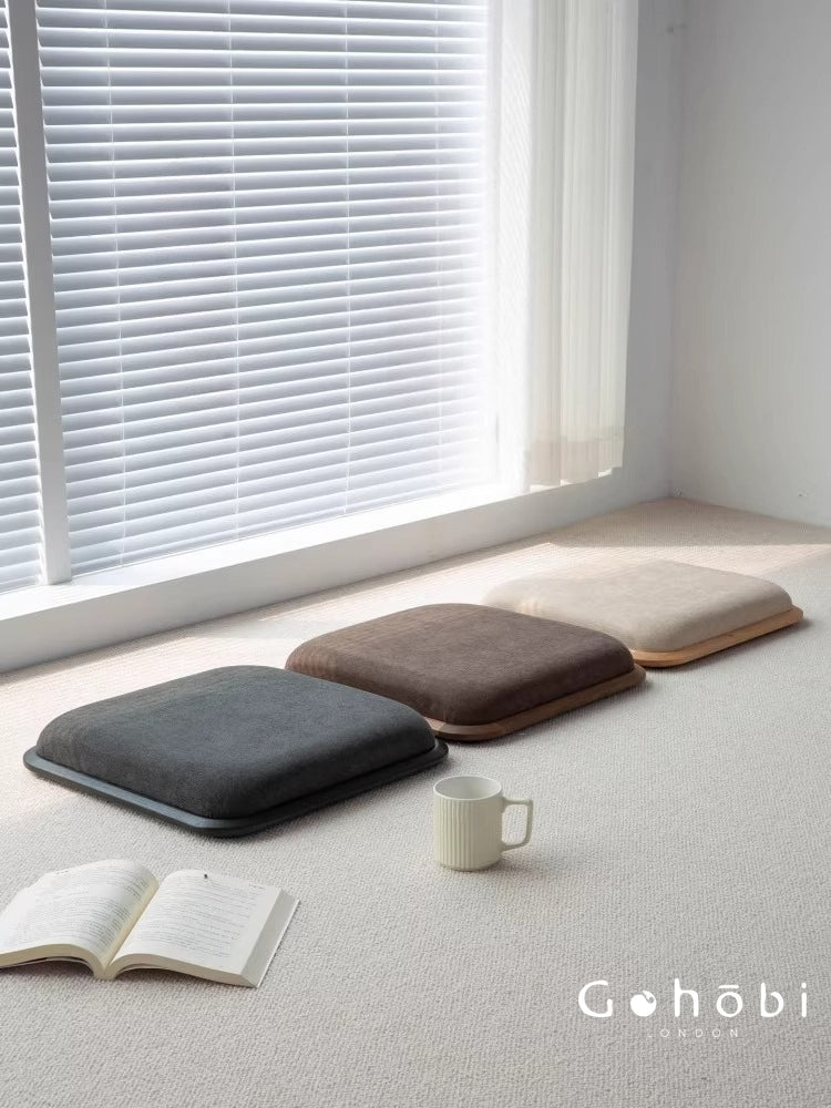 Gohobi Black Walnut Tatami Seat Cushion – Solid Wood Futon Meditation Seat for Tea Room, Bay Window or Floor Seating