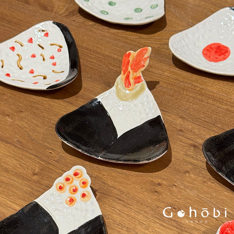 Gohobi Japanese Rice Ball Small Plate Sauce Dipping Plate for Japanese Food [Made in Japan]