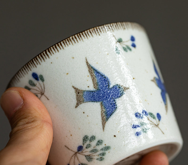 Gohobi Japanese Mino-Fired Squirrel Swallow Ceramic Cups and mugs [Made In Japan]