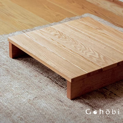 Gohobi Handmade Solid Wood Tatami Floor Platform – Japanese Style Red Oak & Black Walnut Bay Window Seating | FSC Certified Furniture