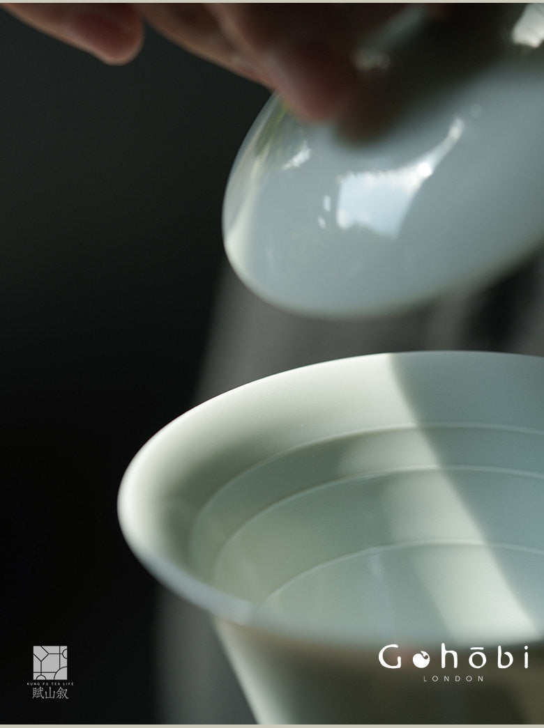 [賦山敘 x Gohobi] Gohobi Pure White Porcelain Gaiwan – Horseshoe Shape Thin Porcelain Gongfu Tea Bowl