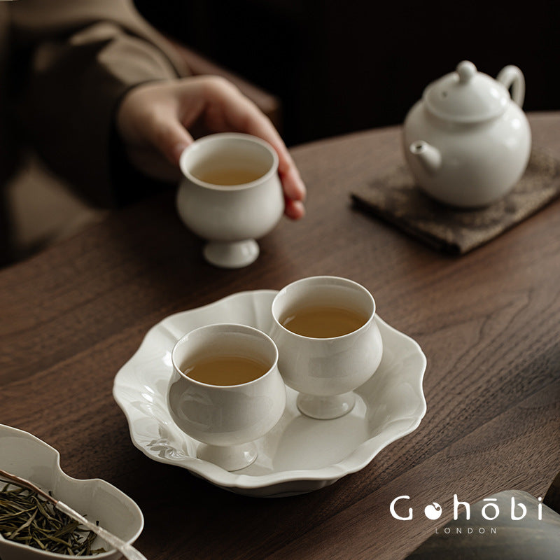 Gohobi Wood Ash Glaze High Foot Teacup – Song Style Bergamot Gongfu Master Cup